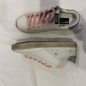 Golden Goose SuperStar Sneakers White leather with Pink Details And Silver